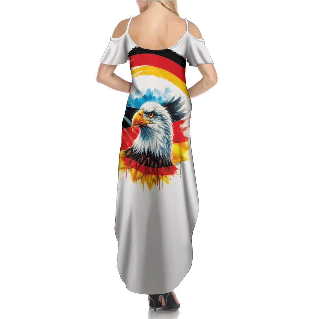 German Unity Day Family Matching Summer Maxi Dress and Hawaiian Shirt Germany Flag with Eagle Head and Emblem