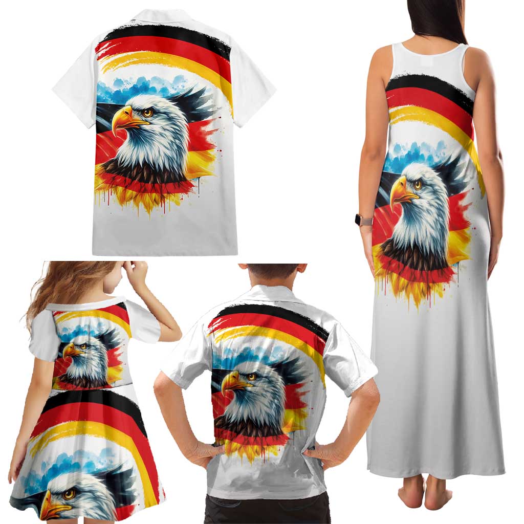 German Unity Day Family Matching Tank Maxi Dress and Hawaiian Shirt Germany Flag with Eagle Head and Emblem