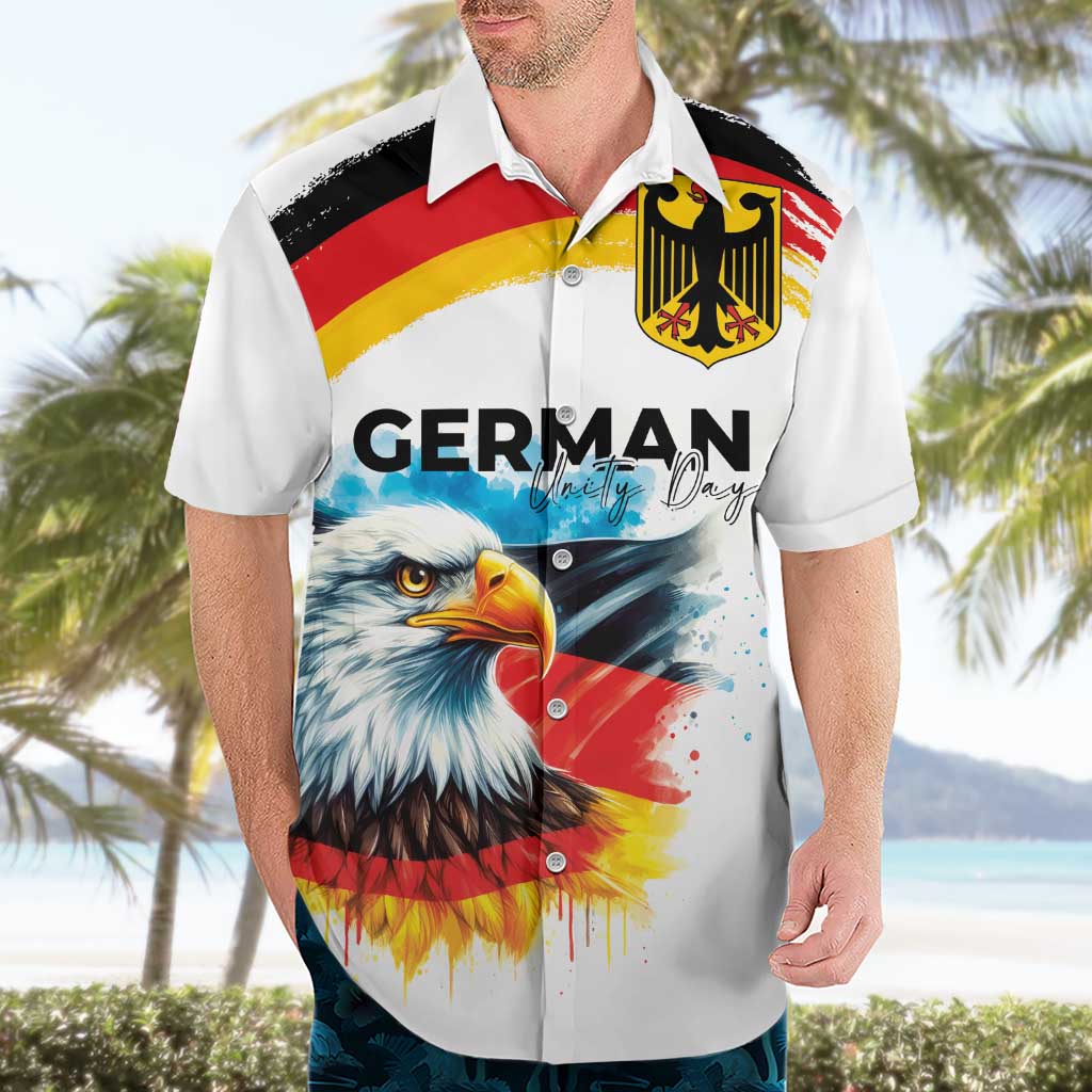 German Unity Day Hawaiian Shirt Germany Flag with Eagle Head and Emblem