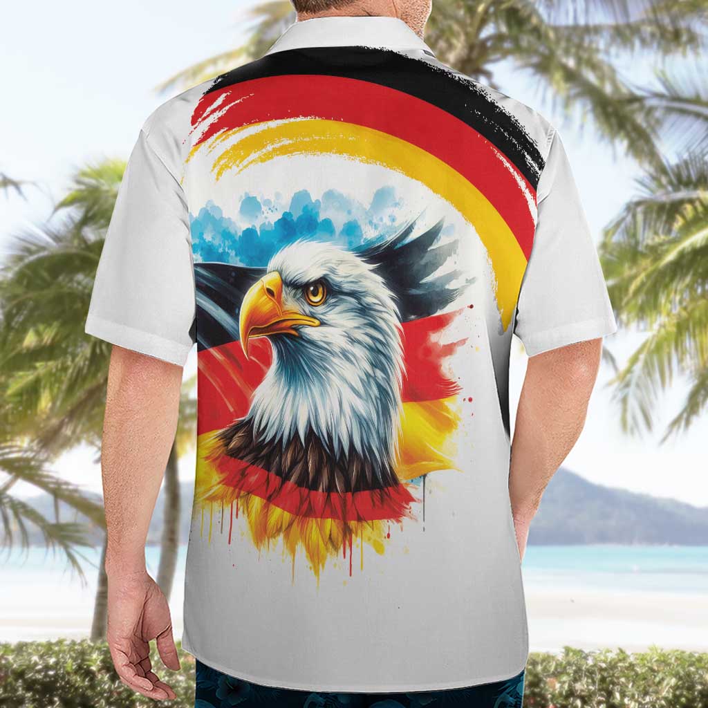 German Unity Day Hawaiian Shirt Germany Flag with Eagle Head and Emblem