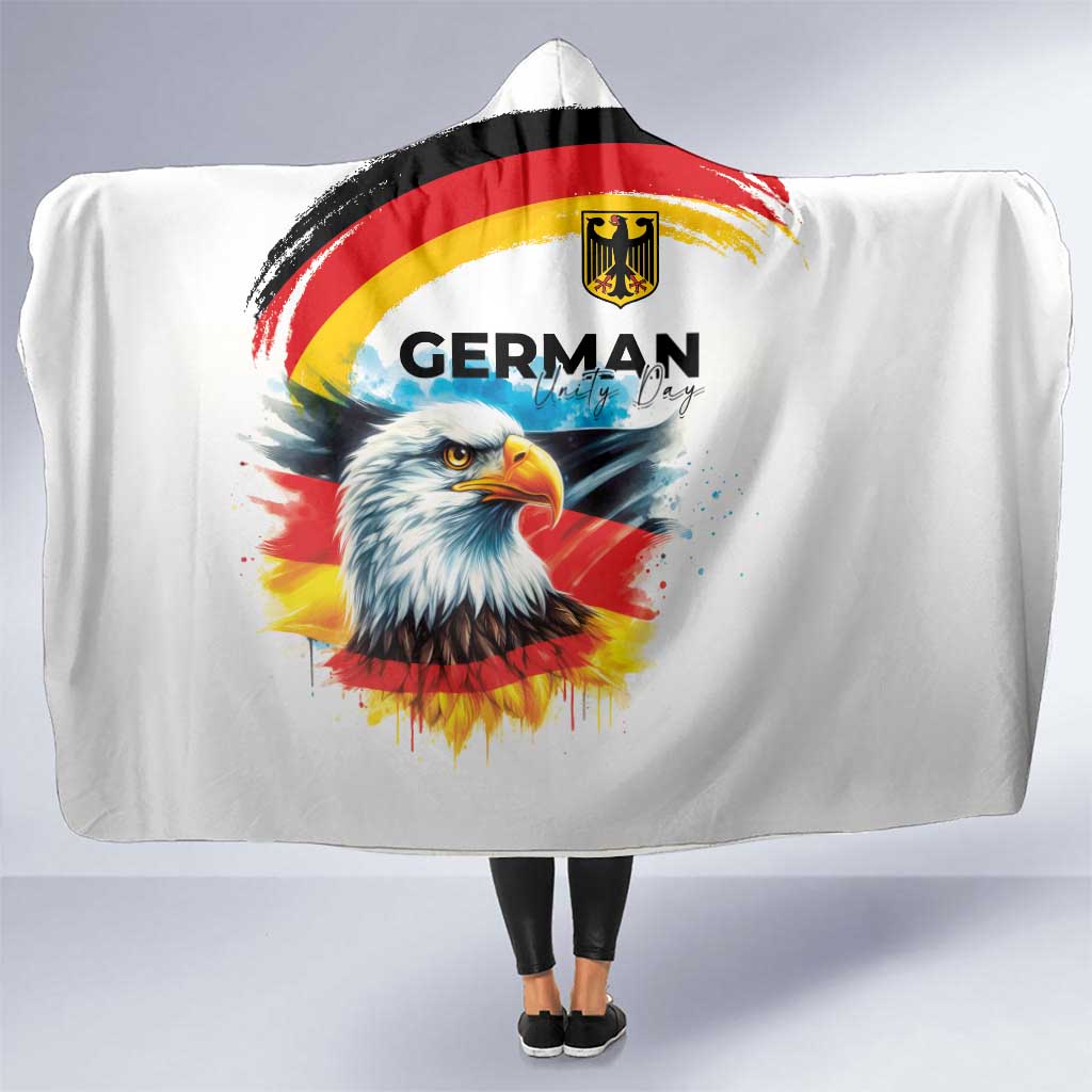German Unity Day Hooded Blanket Germany Flag with Eagle Head and Emblem