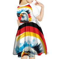 German Unity Day Kid Short Sleeve Dress Germany Flag with Eagle Head and Emblem