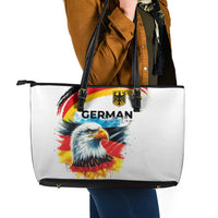 German Unity Day Leather Tote Bag Germany Flag with Eagle Head and Emblem