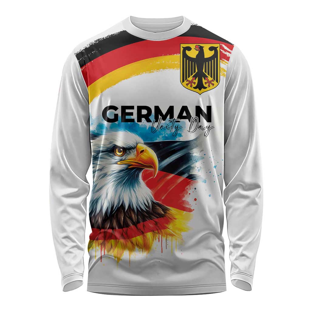 German Unity Day Long Sleeve Shirt Germany Flag with Eagle Head and Emblem