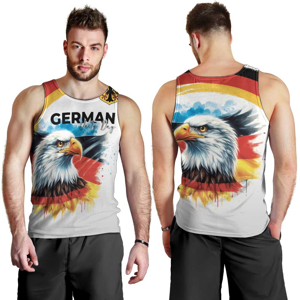 German Unity Day Men Tank Top Germany Flag with Eagle Head and Emblem