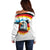 German Unity Day Off Shoulder Sweater Germany Flag with Eagle Head and Emblem