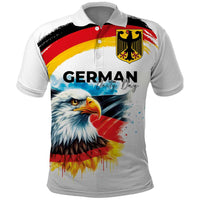 German Unity Day Polo Shirt Germany Flag with Eagle Head and Emblem