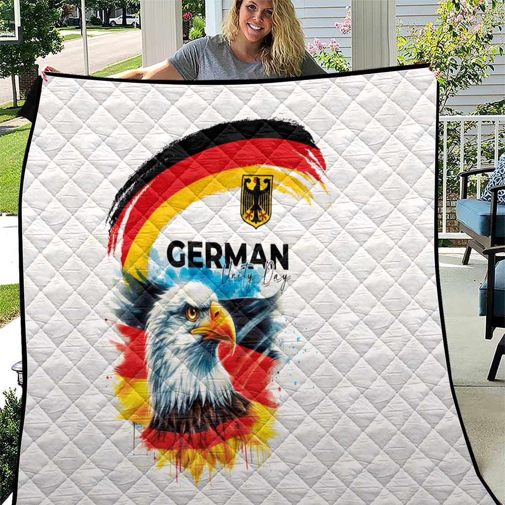 German Unity Day Quilt Germany Flag with Eagle Head and Emblem