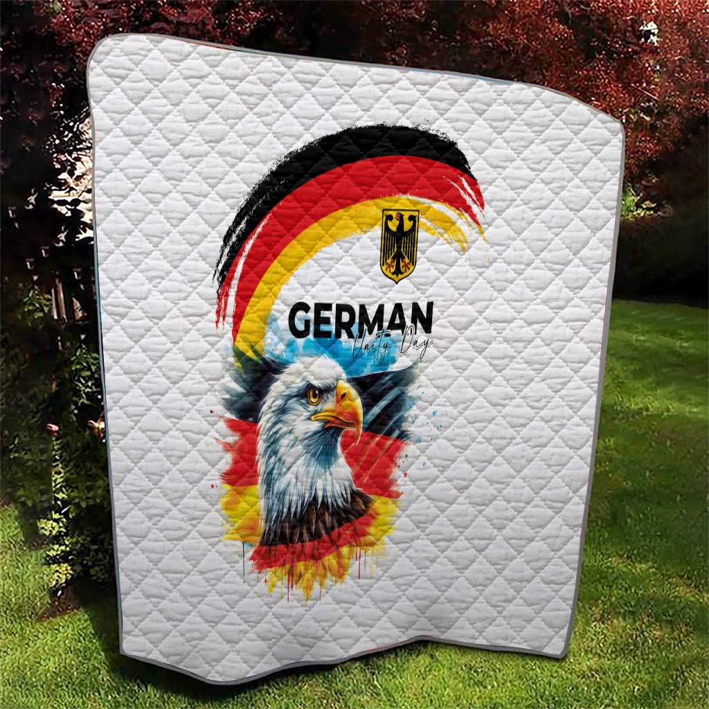 German Unity Day Quilt Germany Flag with Eagle Head and Emblem