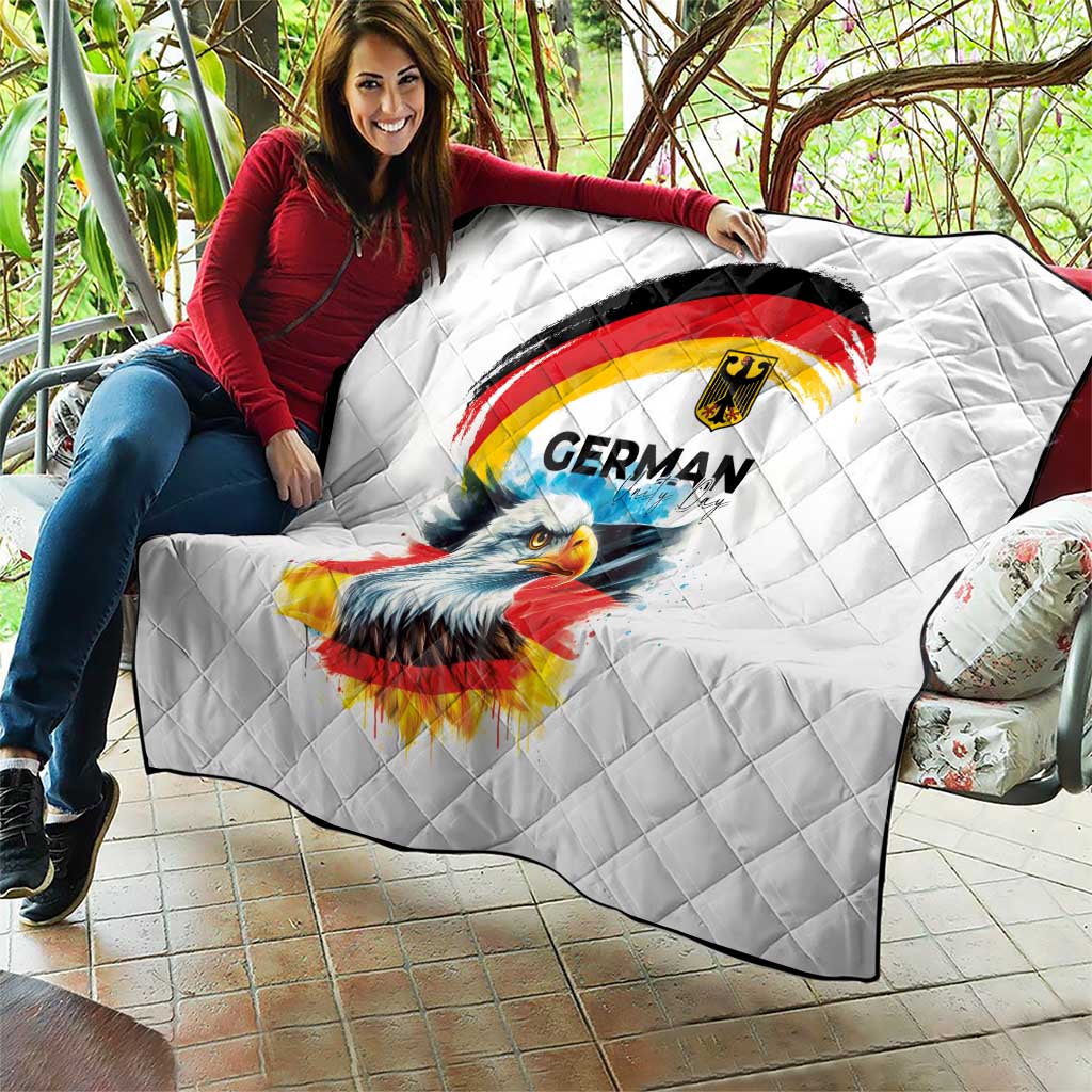 German Unity Day Quilt Germany Flag with Eagle Head and Emblem