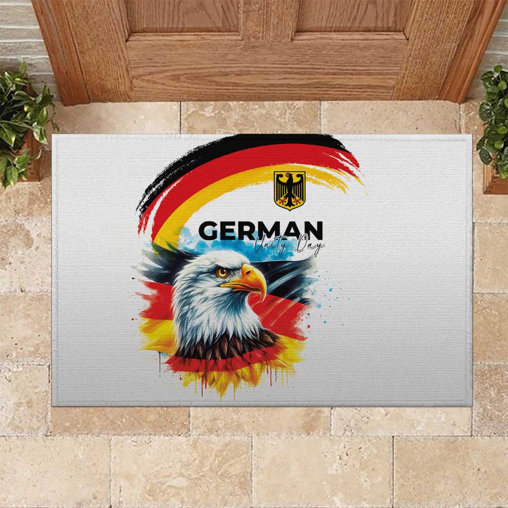 German Unity Day Rubber Doormat Germany Flag with Eagle Head and Emblem