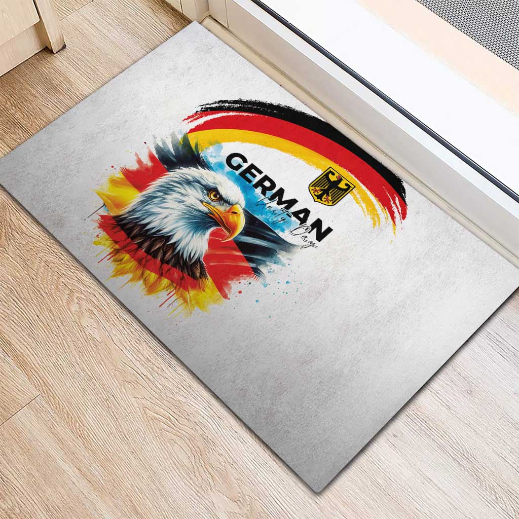 German Unity Day Rubber Doormat Germany Flag with Eagle Head and Emblem