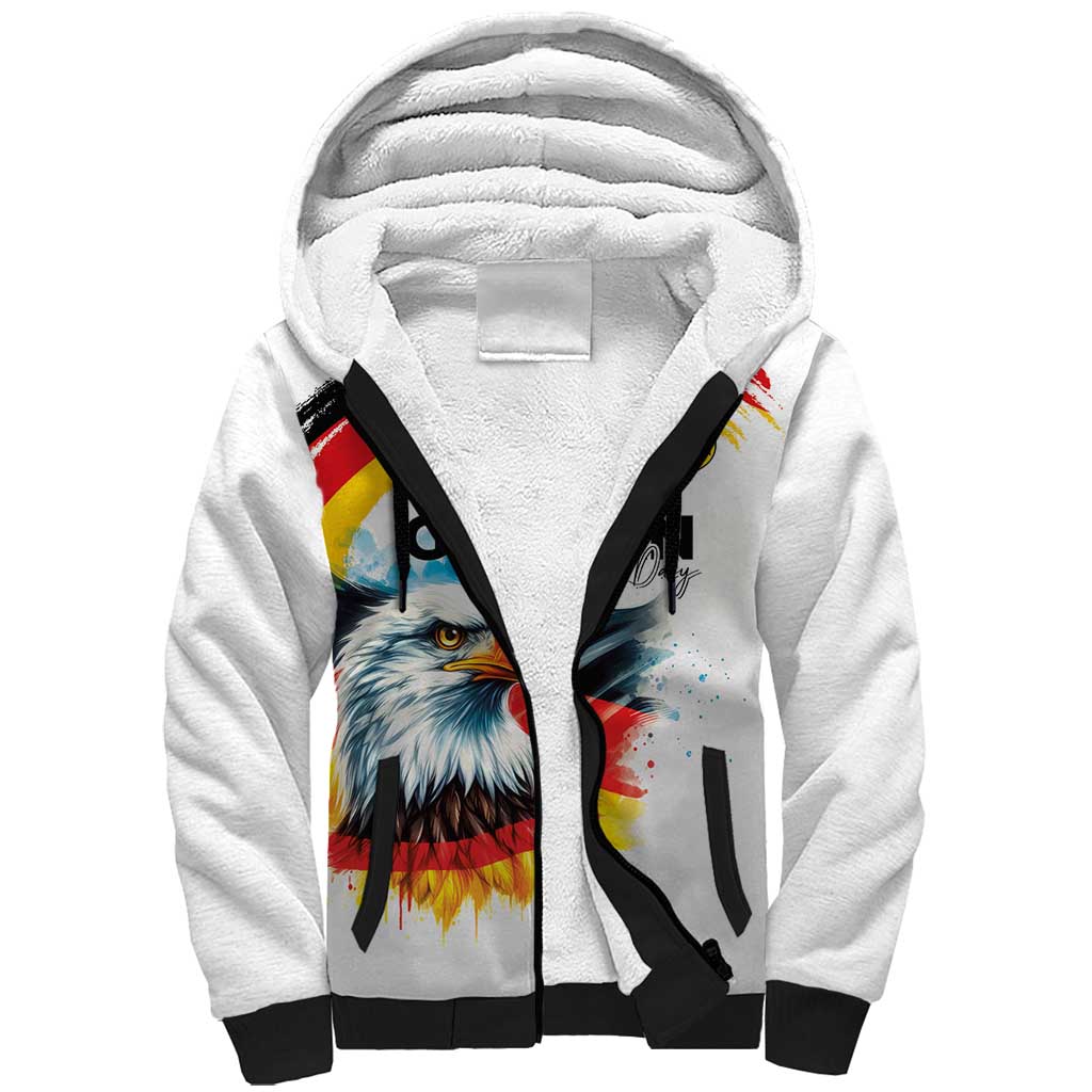 German Unity Day Sherpa Hoodie Germany Flag with Eagle Head and Emblem