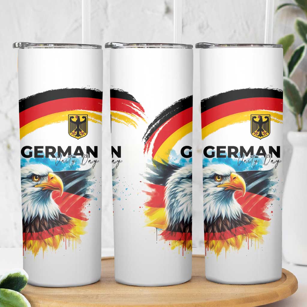 German Unity Day Skinny Tumbler Germany Flag with Eagle Head and Emblem