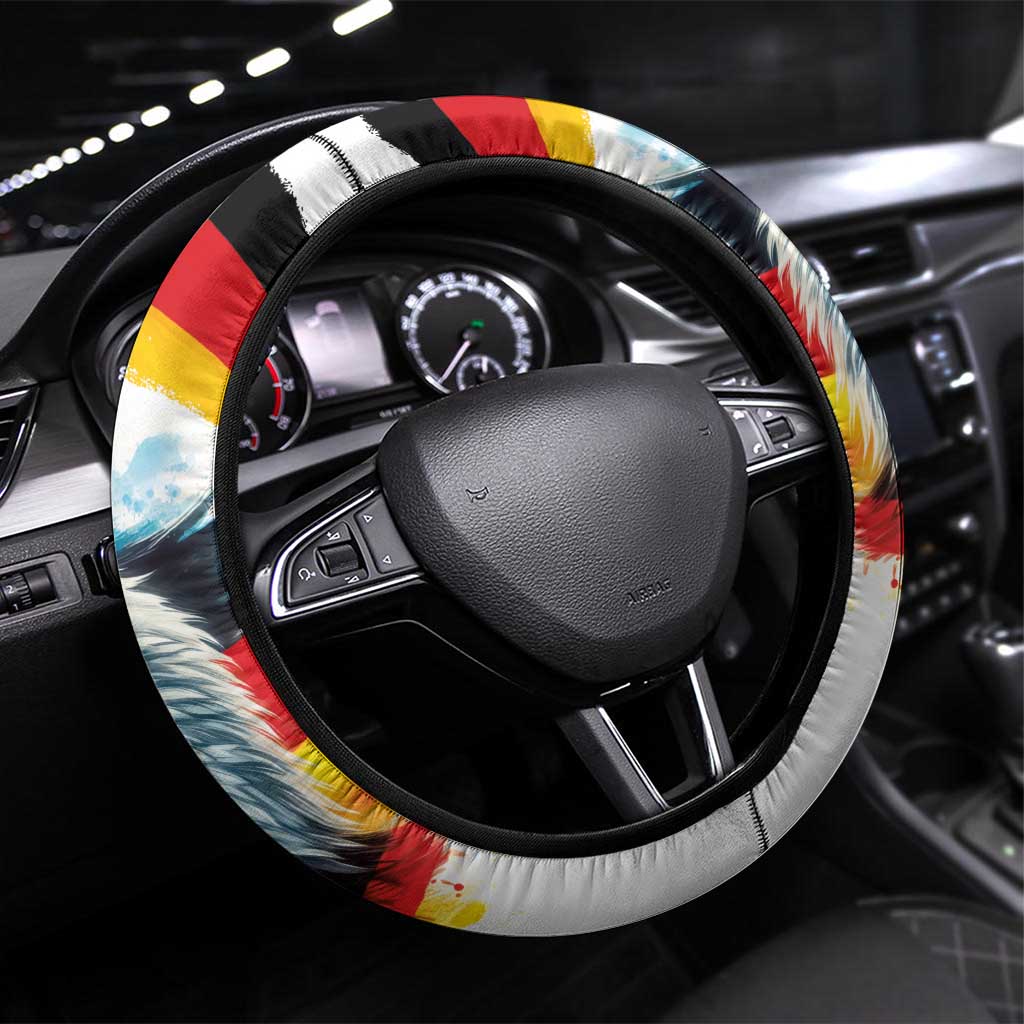 German Unity Day Steering Wheel Cover Germany Flag with Eagle Head and Emblem