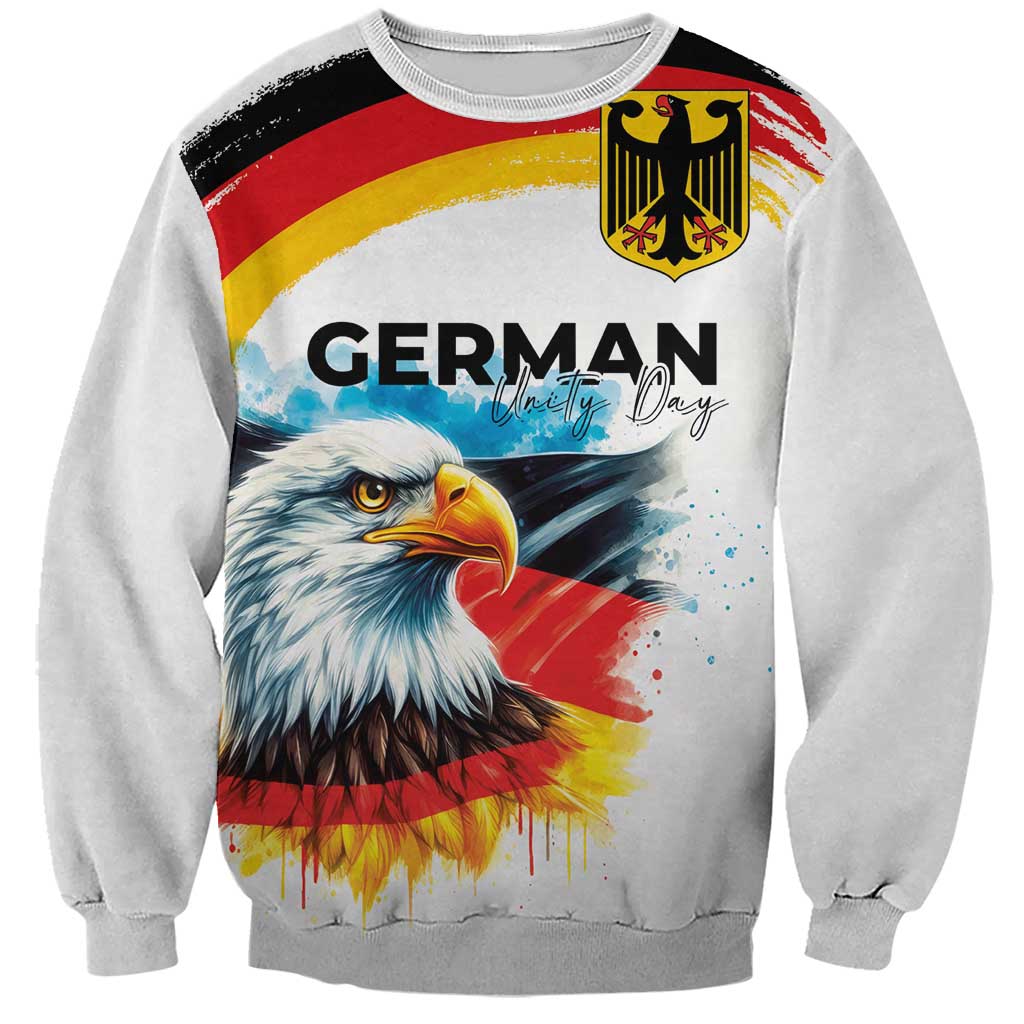 German Unity Day Sweatshirt Germany Flag with Eagle Head and Emblem