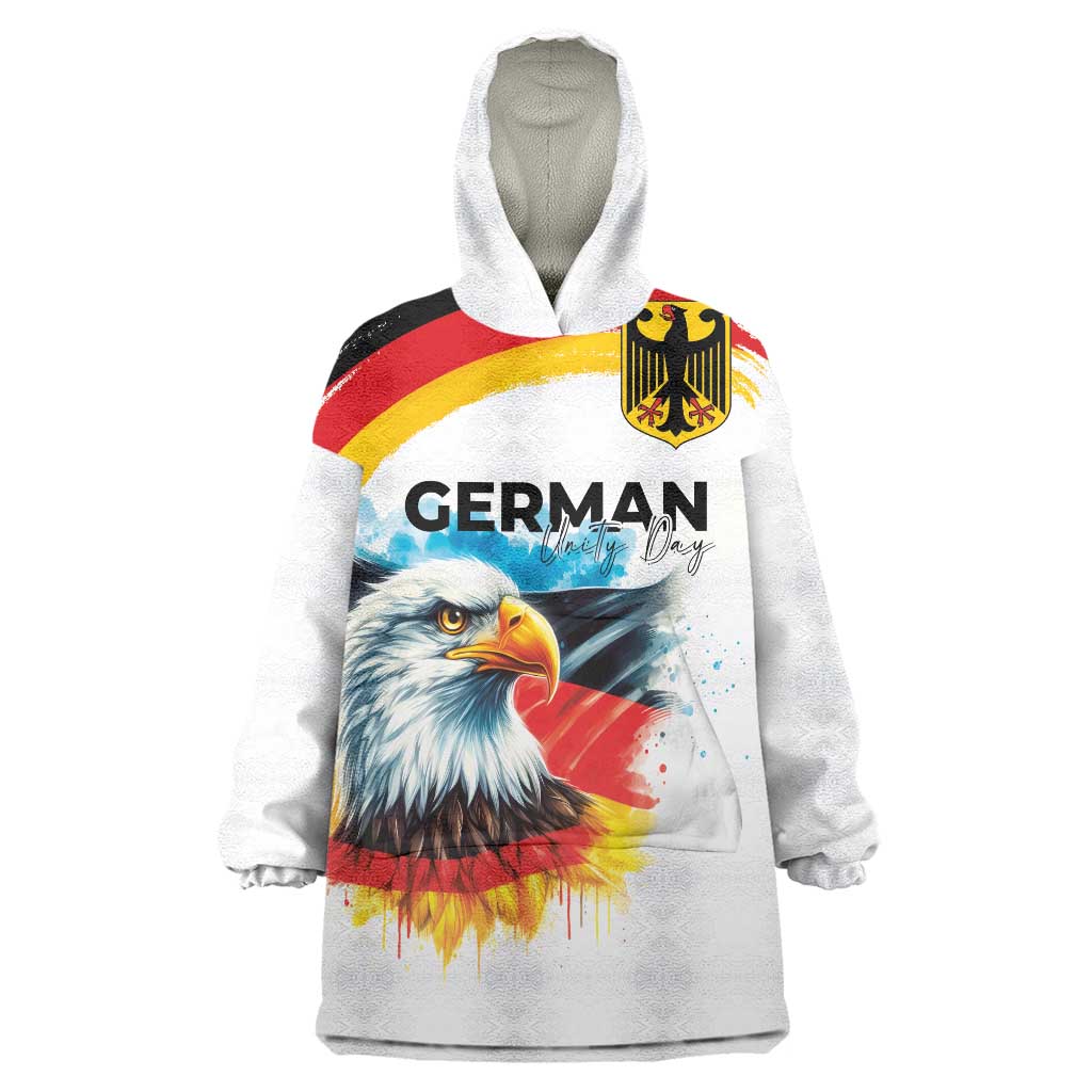 German Unity Day Wearable Blanket Hoodie Germany Flag with Eagle Head and Emblem