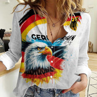 German Unity Day Women Casual Shirt Germany Flag with Eagle Head and Emblem
