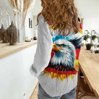 German Unity Day Women Casual Shirt Germany Flag with Eagle Head and Emblem