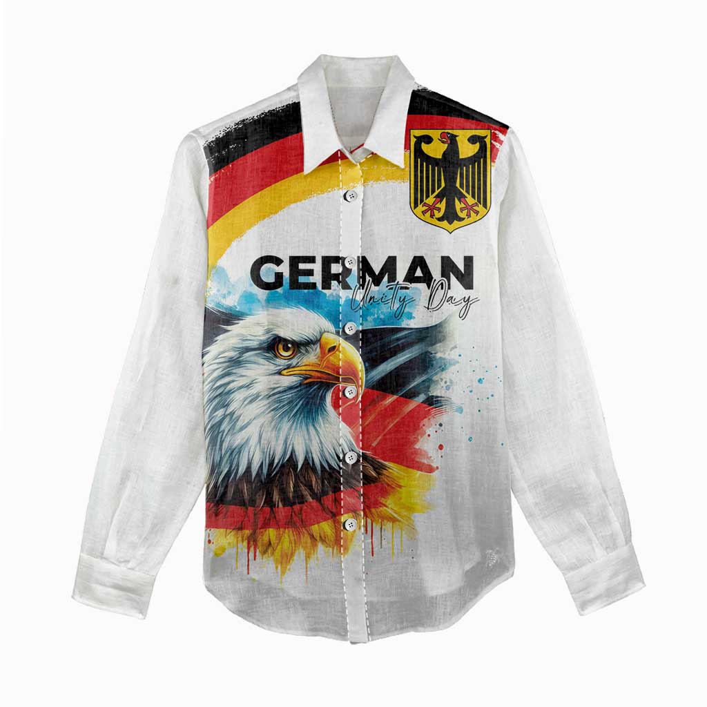 German Unity Day Women Casual Shirt Germany Flag with Eagle Head and Emblem