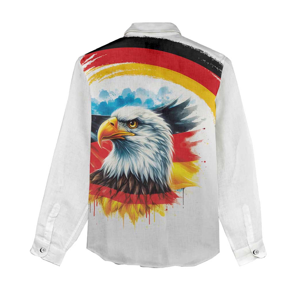 German Unity Day Women Casual Shirt Germany Flag with Eagle Head and Emblem