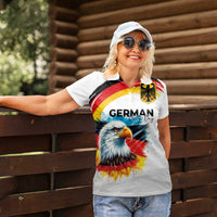 German Unity Day Women Polo Shirt Germany Flag with Eagle Head and Emblem