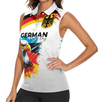 German Unity Day Women Sleeveless Polo Shirt Germany Flag with Eagle Head and Emblem