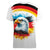 German Unity Day Women V-Neck T-Shirt Germany Flag with Eagle Head and Emblem