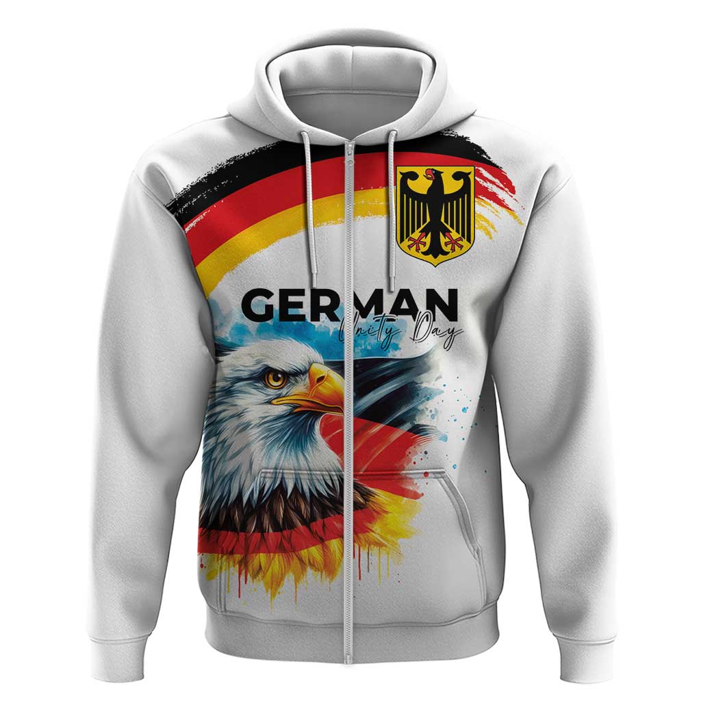 German Unity Day Zip Hoodie Germany Flag with Eagle Head and Emblem