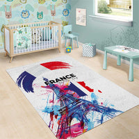 Bastille Day Area Rug Eiffel Tower Brush Strokes Colorful with The Map