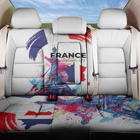 Bastille Day Back Car Seat Cover Eiffel Tower Brush Strokes Colorful with The Map