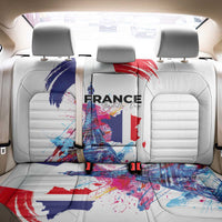 Bastille Day Back Car Seat Cover Eiffel Tower Brush Strokes Colorful with The Map