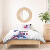Bastille Day Bedding Set Eiffel Tower Brush Strokes Colorful with The Map