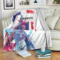 Bastille Day Blanket Eiffel Tower Brush Strokes Colorful with The Map