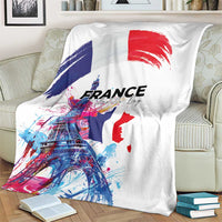 Bastille Day Blanket Eiffel Tower Brush Strokes Colorful with The Map