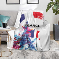 Bastille Day Blanket Eiffel Tower Brush Strokes Colorful with The Map