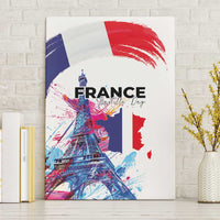 Bastille Day Canvas Wall Art Eiffel Tower Brush Strokes Colorful with The Map