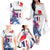 Bastille Day Family Matching Off The Shoulder Long Sleeve Dress and Hawaiian Shirt Eiffel Tower Brush Strokes Colorful with The Map