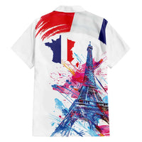 Bastille Day Family Matching Off Shoulder Maxi Dress and Hawaiian Shirt Eiffel Tower Brush Strokes Colorful with The Map
