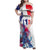 Bastille Day Family Matching Off Shoulder Maxi Dress and Hawaiian Shirt Eiffel Tower Brush Strokes Colorful with The Map