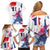Bastille Day Family Matching Off Shoulder Short Dress and Hawaiian Shirt Eiffel Tower Brush Strokes Colorful with The Map