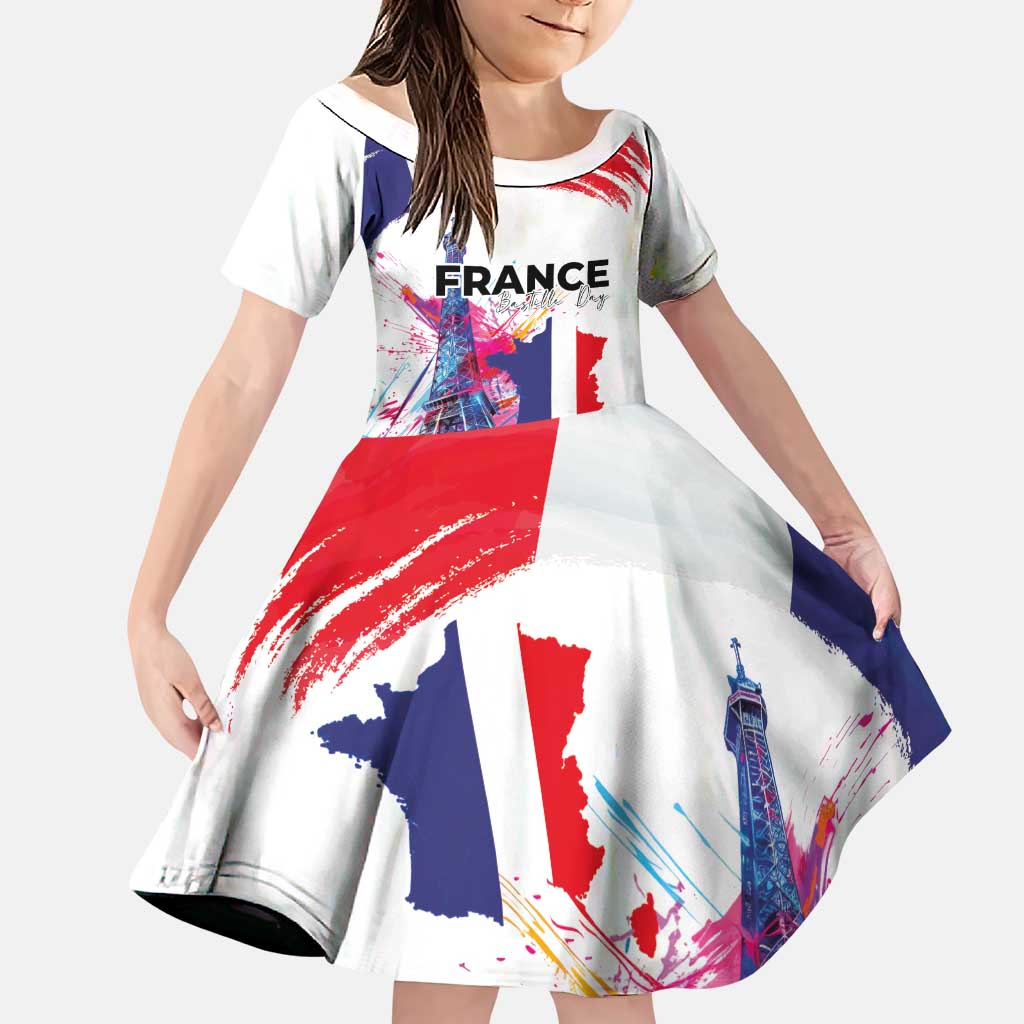 Bastille Day Family Matching Puletasi and Hawaiian Shirt Eiffel Tower Brush Strokes Colorful with The Map