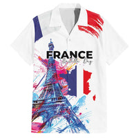 Bastille Day Family Matching Puletasi and Hawaiian Shirt Eiffel Tower Brush Strokes Colorful with The Map