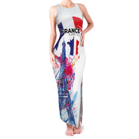 Bastille Day Family Matching Tank Maxi Dress and Hawaiian Shirt Eiffel Tower Brush Strokes Colorful with The Map