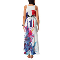 Bastille Day Family Matching Tank Maxi Dress and Hawaiian Shirt Eiffel Tower Brush Strokes Colorful with The Map