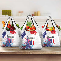 Bastille Day Grocery Bag Eiffel Tower Brush Strokes Colorful with The Map
