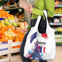 Bastille Day Grocery Bag Eiffel Tower Brush Strokes Colorful with The Map