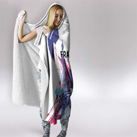 Bastille Day Hooded Blanket Eiffel Tower Brush Strokes Colorful with The Map
