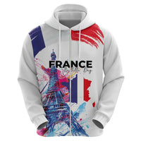 Bastille Day Hoodie Eiffel Tower Brush Strokes Colorful with The Map