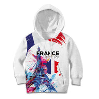 Bastille Day Kid Hoodie Eiffel Tower Brush Strokes Colorful with The Map